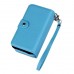 Samsung Galaxy S6 - 2 in 1 PU Leather Flip Zipper Wallet Protective Cover Case with Wrist Strap - Blue